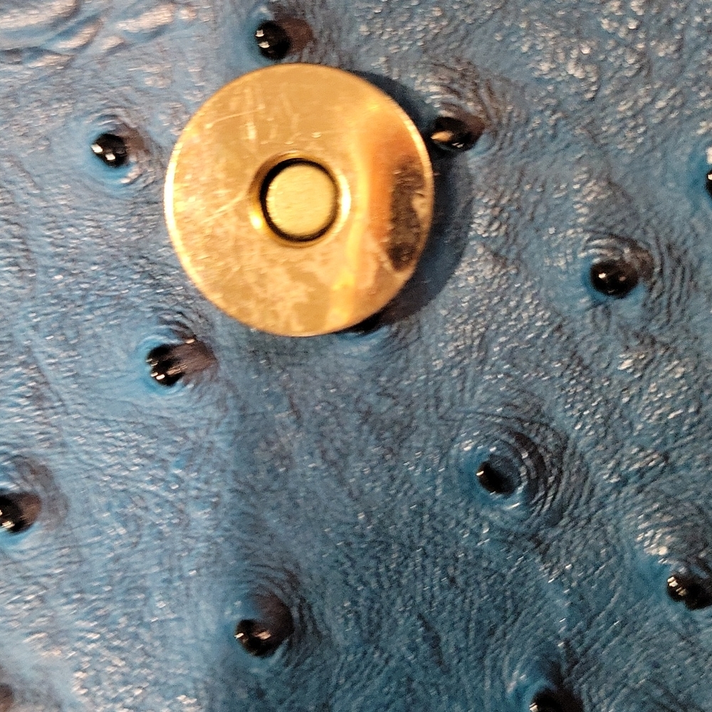 Le Miel Blue Vegan Embossed Ostrich Crossbag - Picture 7 of 9